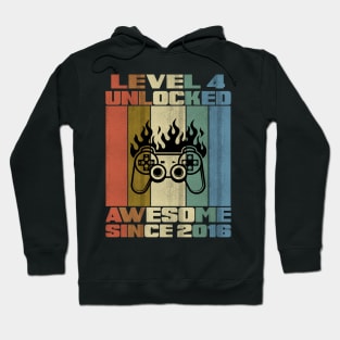 Level 4 Unlocked Birthday 4 Years Old Awesome Since 2016 Hoodie